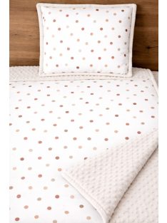 Pöttyök bézs-minky, pamutvászon takaró párna szett