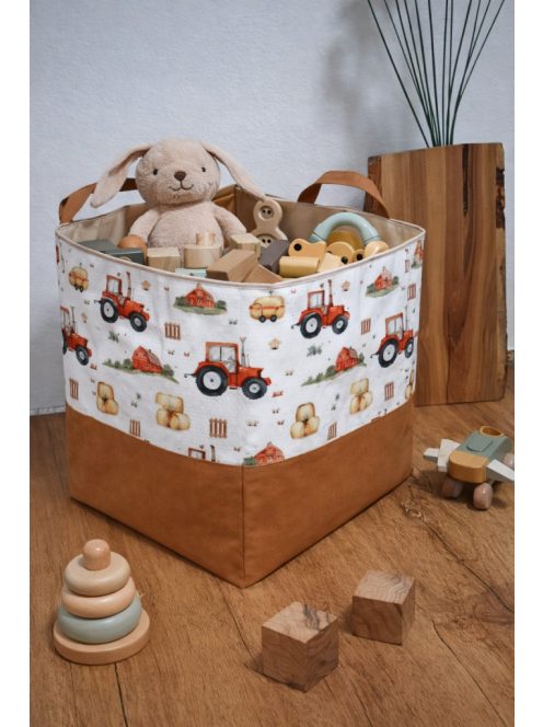 Játék tárolók-nagykocska-piros traktorok