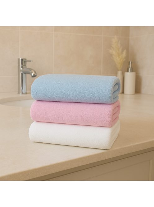 Prémium kézműves frottír törölköző – egyedi méretben, ripsz szalaggal szegve-rózsaszín /nagy méret/