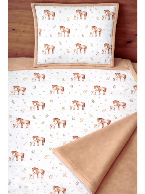Lovacskák, mogyoró-Pamutvászon takaró párna szett