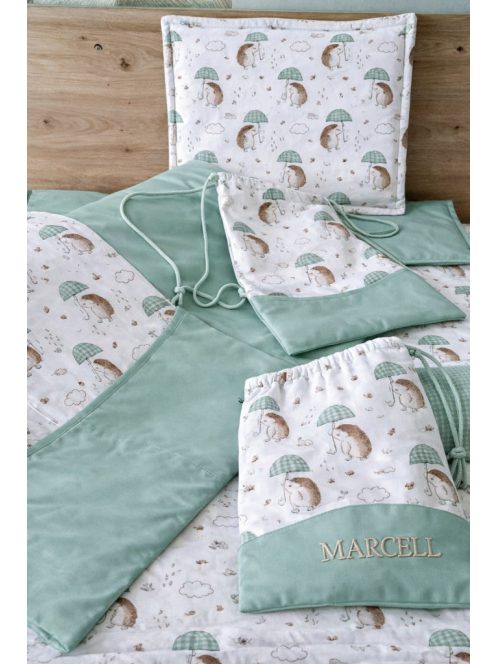 Minőségi pamutvászon ovis kezdő szett – 6 részes-Sünis