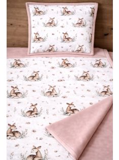 Őzikés mályva-Pamutvászon takaró párna szett