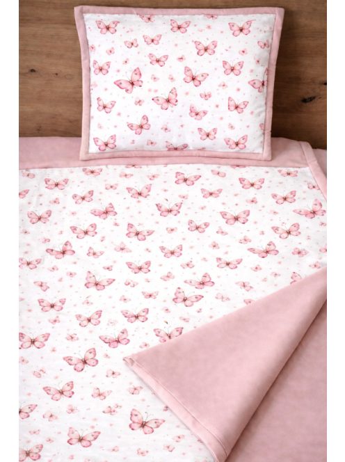Pillangók mályva-Pamutvászon takaró párna szett