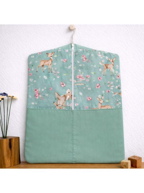 Ovis zsák- Zsálya őzike- Digitális prémium pamutvászonból, dupla zsebbel.