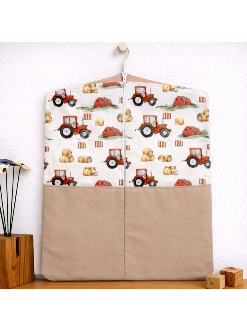 Ovis zsák- Traktorok-100% pamutvászonból, dupla zsebbel