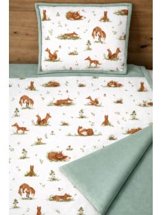 Róka élet,zsálya-Pamutvászon takaró párna szett