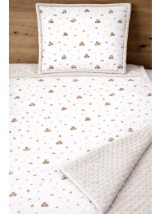 Bézs ABC -minky, pamutvászon takaró párna szett