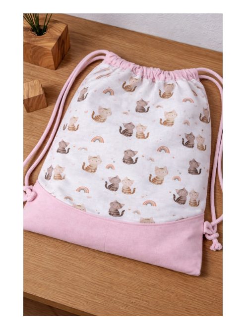 Cicák-rózsaszín, Digitális prémium vászonból, vízhatlan belsővel, zsebbel készült-tornazsák