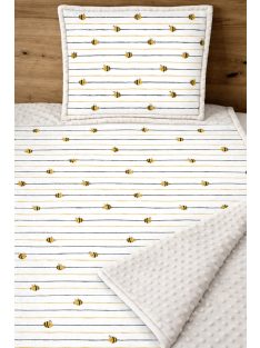 Ecrü méhecskék-minky, pamutvászon takaró párna szett