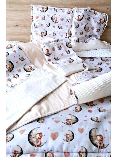 Holdálom,pöttyökkel-minky-prémium pamutvászon-6 darabos szett