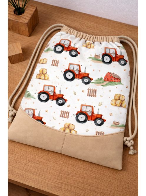 Traktoros, Digitális prémium vászonból, vízhatlan belsővel, zsebbel készült-tornazsák