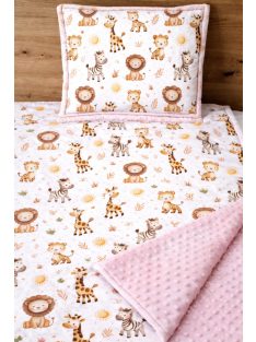   Cukiságok rózsaszínl-minky, pamutvászon takaró párna szett