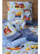 Minőségi pamutvászon ovis kezdő szett – 6 részes-farm kék-szilvakék mintával.