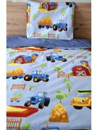 Minőségi pamutvászon ovis kezdő szett – 6 részes-farm kék-szilvakék mintával.