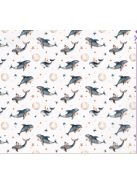 Bálnácskák tenger kékben szett-6 darabos-más színnel és hímzéssel  is kérhető