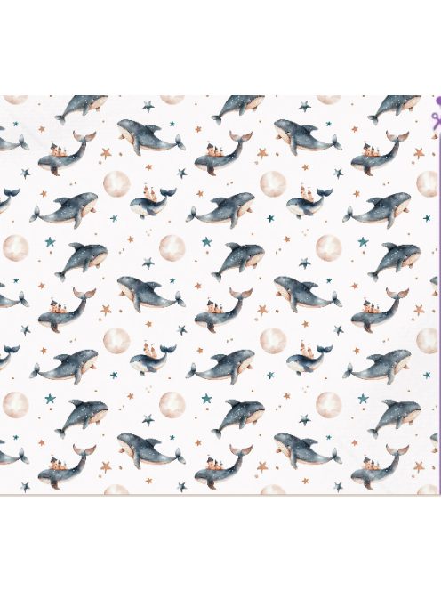 Bálnácskák tenger kékben szett-6 darabos-más színnel és hímzéssel  is kérhető