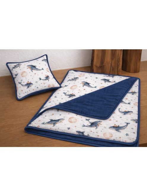 Kék delfinek- muszlin takaró,párna