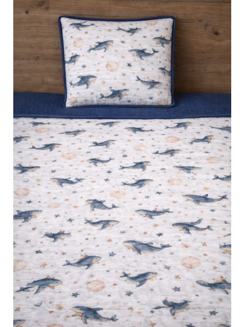 Kék delfinek- muszlin takaró,párna