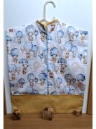 Maci kék-mustár-prémium takaró, párna huzat-6 darabos, ovis kezdő szett.