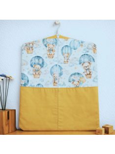   Ovis zsák- Maci kék mustár- Digitális prémium pamutvászonból,dupla zsebbel.