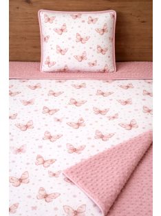 Pillangók mályva-minky, pamutvászon takaró párna szett