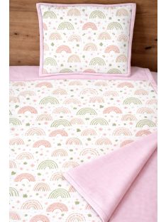 Szivárványok rózsaszín-Pamutvászon takaró párna szett