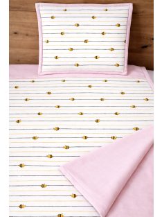   Csíkos méhecskék rózsaszín-Pamutvászon takaró párna szett