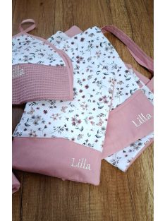   Minőségi pamutvászon ovis kezdő szett – 6 részes,sziromtánc mályva