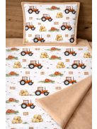 Minőségi pamutvászon ovis kezdő szett – 6 részes-Piros traktor mogyoró